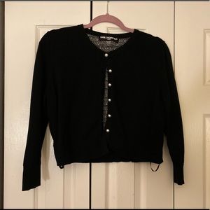 NWOT Karl Lagerfed Black Pearl-Buttoned Cardigan